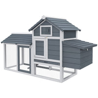 HKM-1724093 Small Wooden Chicken Coop with Nesting Box and Removable Cleaning Tray - Outdoor Poultry Cage in White