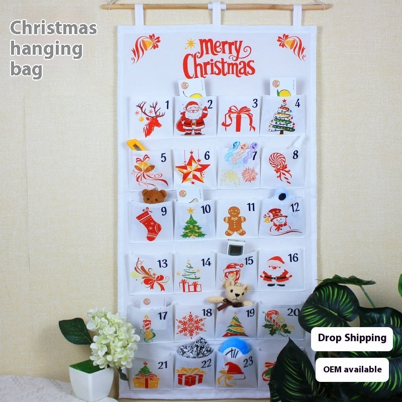 HKM-172499 Christmas Wall-Mounted Storage Bag for Hanging Décor - Versatile Oxford Cloth Design