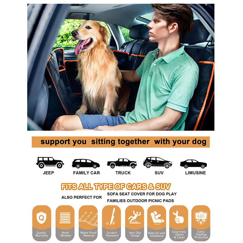 HKM-1725245 Rear Oxford Cloth Pet Car Mat - 130x148x52cm for Comfortable Pet Travel