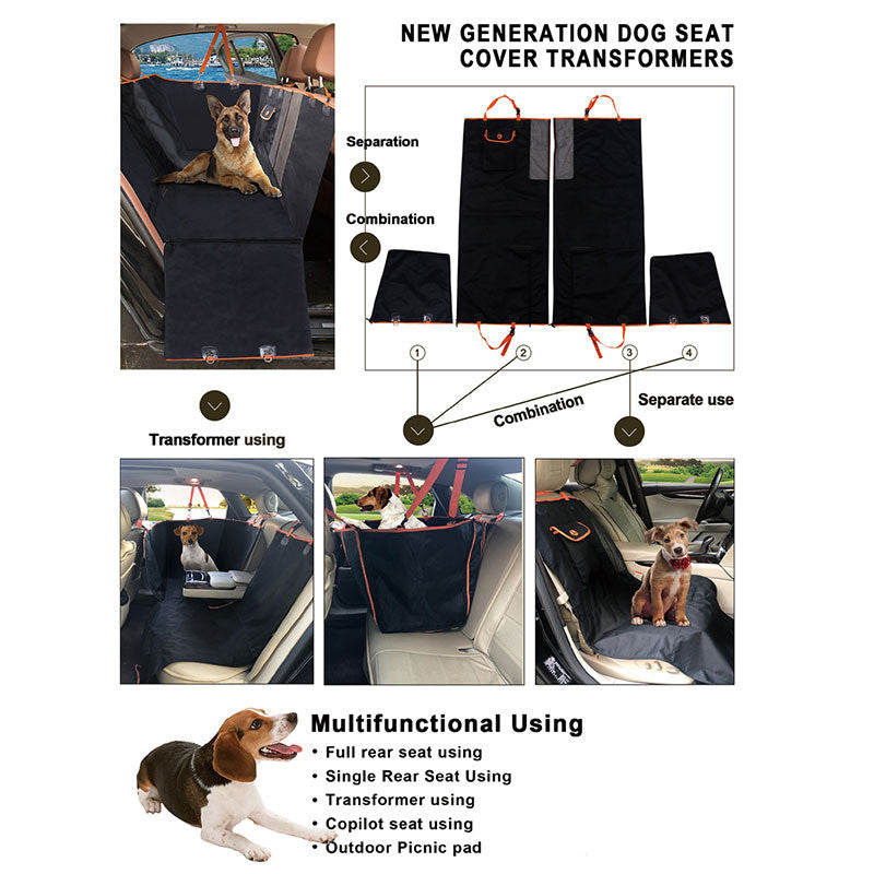 HKM-1725245 Rear Oxford Cloth Pet Car Mat - 130x148x52cm for Comfortable Pet Travel