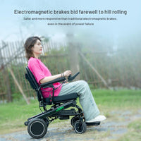 HKM-172563 Lightweight Foldable Travel Wheelchair with Lithium Battery and 120 kg Capacity