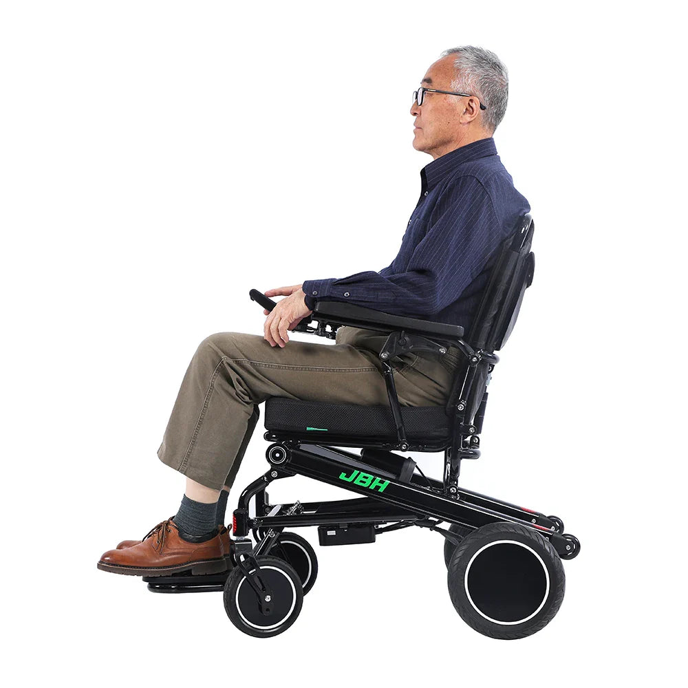 HKM-172563 Lightweight Foldable Travel Wheelchair with Lithium Battery and 120 kg Capacity