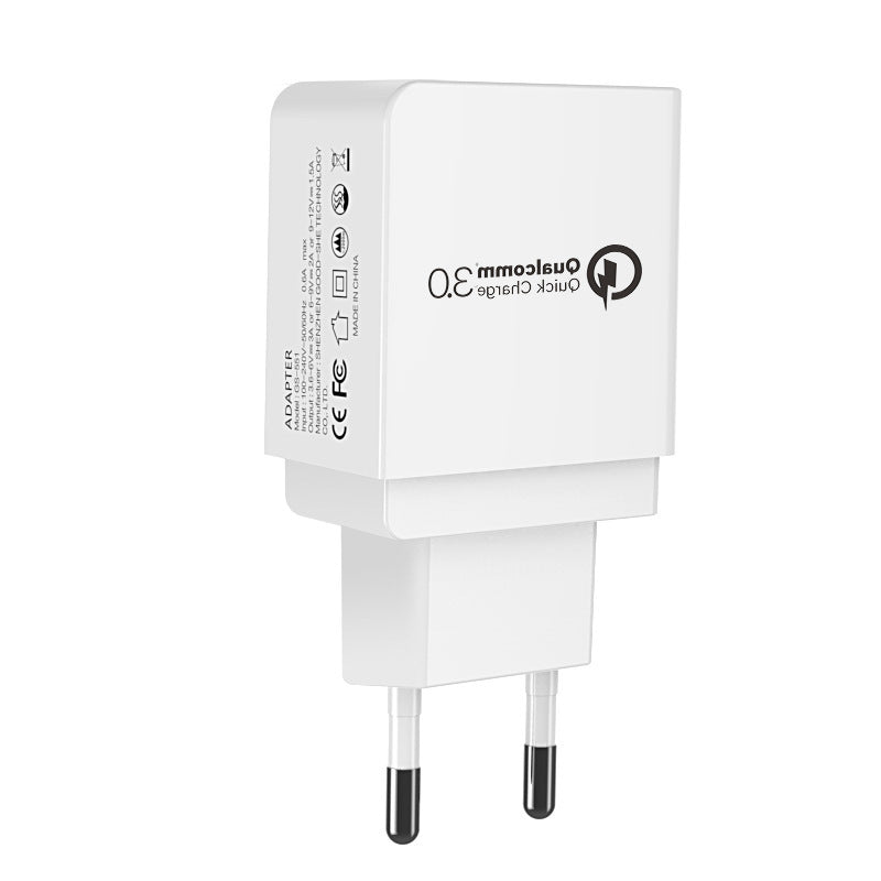 HKM-172563 QC3.0 Fast Charger | Fireproof PC Material | AC100-240V Input | Dual Output 2.4A