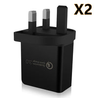 HKM-172563 QC3.0 Fast Charger | Fireproof PC Material | AC100-240V Input | Dual Output 2.4A