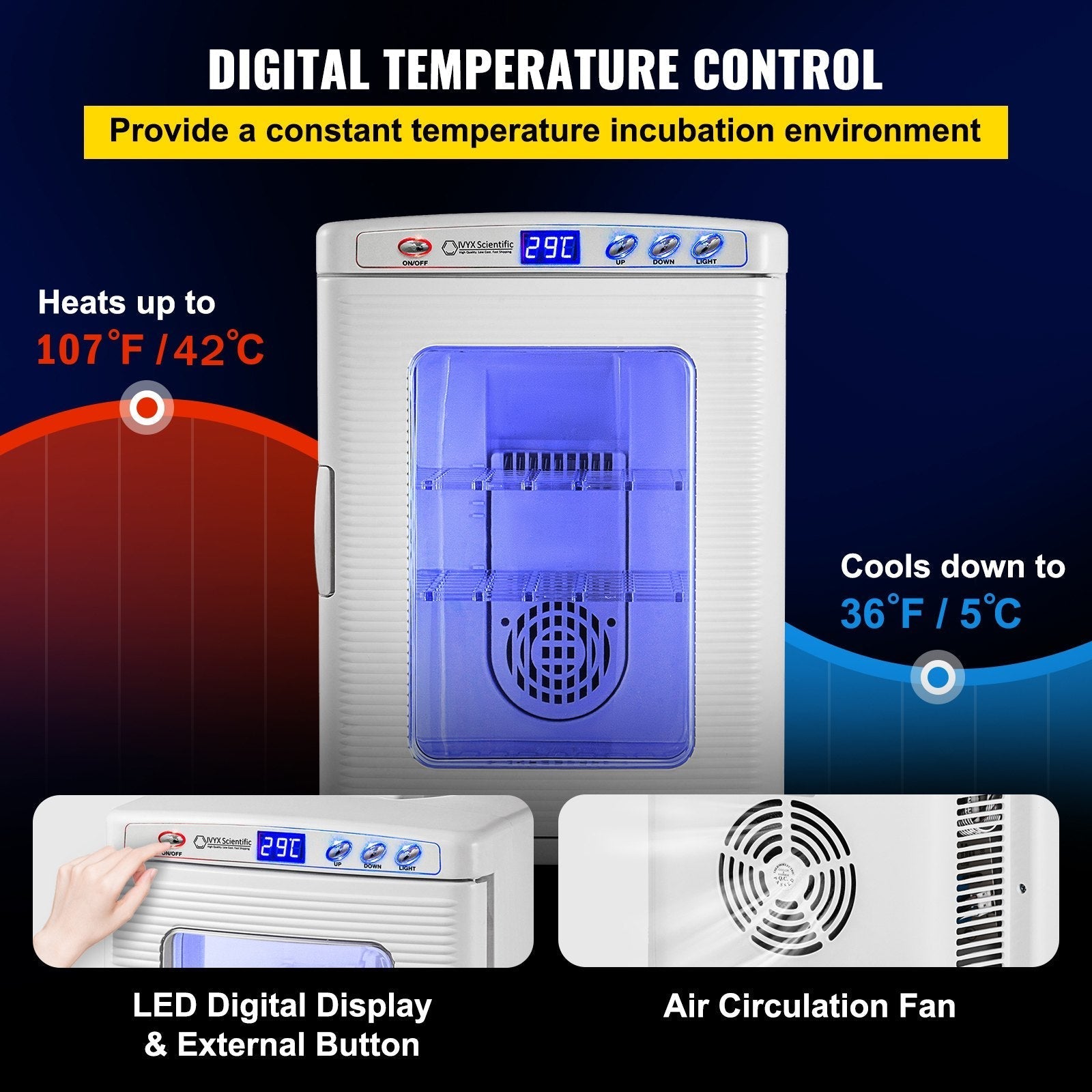 HKM-1726269 Digital Reptile Incubator 25L with Adjustable Temperature Control and Humidity Management