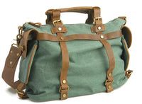 HKM-172755 High Capacity Canvas Crossbody Bag with Cowhide Trim for Leisure and Laptop Use