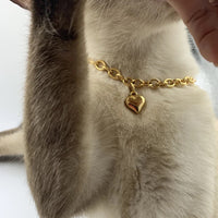 HKM-1728829 Love Heart Pendant Necklace for Pets - Stainless Steel, Multiple Lengths Available in Gold and Silver