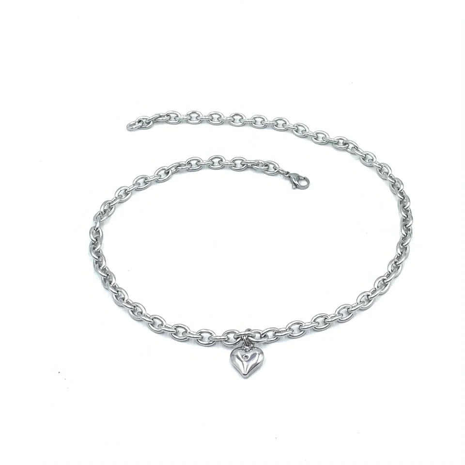 HKM-1728829 Love Heart Pendant Necklace for Pets - Stainless Steel, Multiple Lengths Available in Gold and Silver