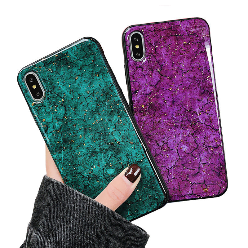 HKM-172947 Gold Foil Marble Burst Back Cover for Mobile Phones - Durable PC+TPU Material