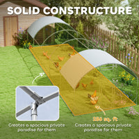 HKM-1729853 Large Metal Chicken Coop with Waterproof Cover for Outdoor Use - 9.2' x 31.2' x 6.5'