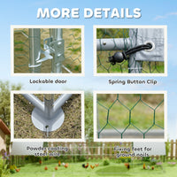 HKM-1729853 Large Metal Chicken Coop with Waterproof Cover for Outdoor Use - 9.2' x 31.2' x 6.5'