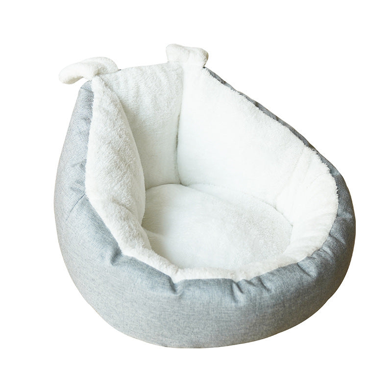 HKM-1730237 Comfortable Gray Enclosed Space Capsule Cat House - Soft Cloth Pet Bed with Litter Included