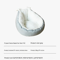 HKM-1730237 Comfortable Gray Enclosed Space Capsule Cat House - Soft Cloth Pet Bed with Litter Included