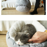 HKM-1730237 Comfortable Gray Enclosed Space Capsule Cat House - Soft Cloth Pet Bed with Litter Included