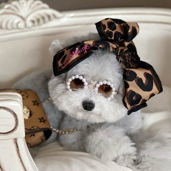 HKM-1731005 Stylish Pet Sunglasses with Pearl Accents - Small & Large Sizes Available