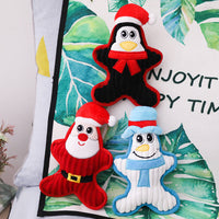 HKM-1732797 Christmas Themed Plush Doll Dog Toy - Santa Claus, Penguin, Snowman, Sounding, Bite Resistant, 22cm