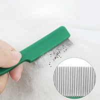 HKM-1733437 Stainless Steel Pet Flea and Lice Comb for Dogs and Cats - 129mm Grooming Tool with Plastic Handle