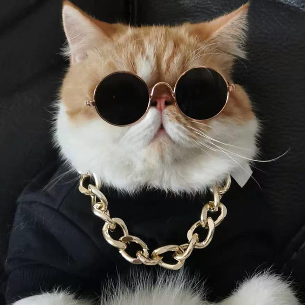 HKM-1733565 Cat Lion Mane Hat with Sunglasses - Cute Funny Pet Photo Prop