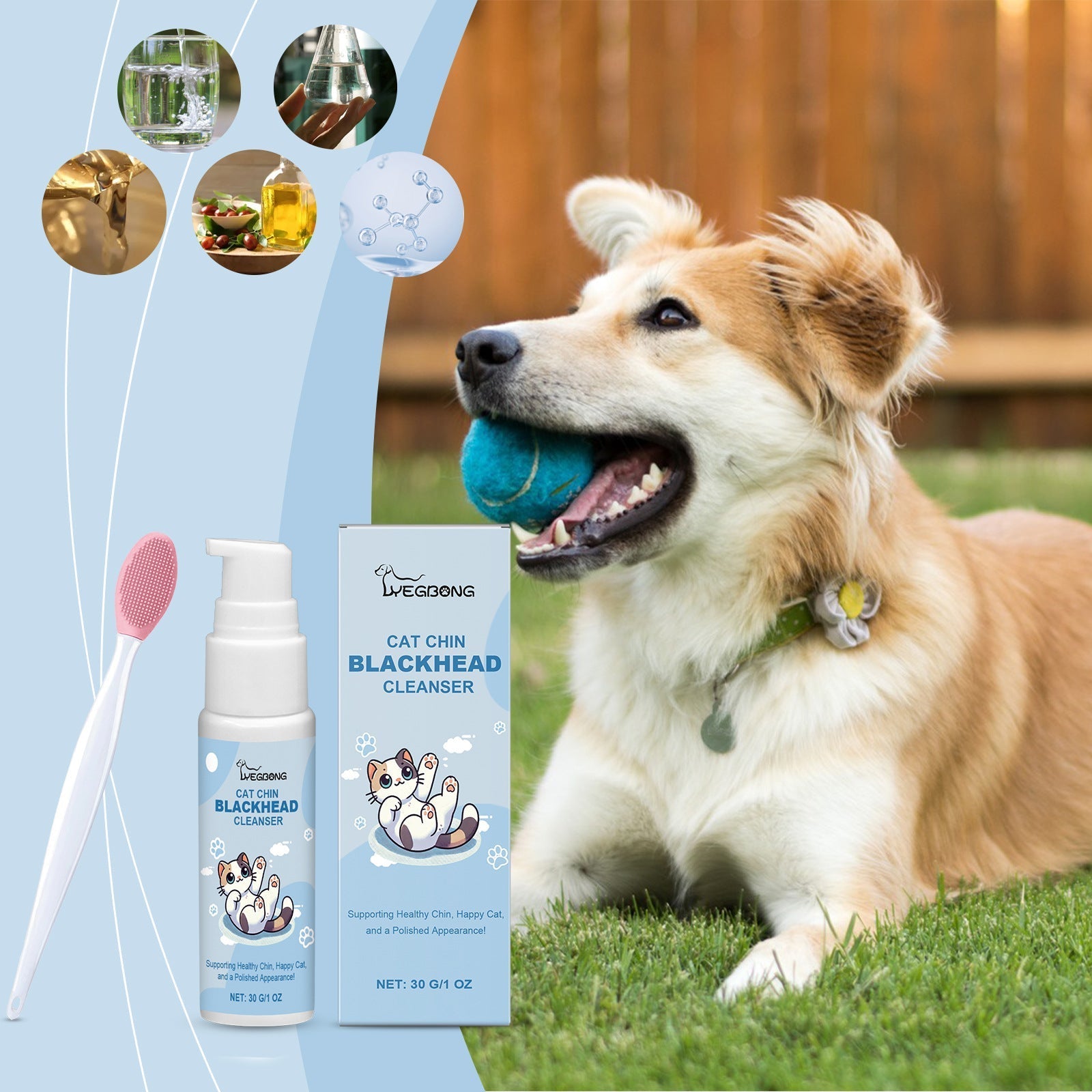 HKM-1733821 Pet Oral Cleaning Care Suite with Gentle Decontamination Solution and Brush for Dogs and Cats
