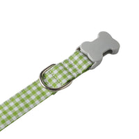 HKM-1733949 Checkered Cotton Polyester Dog Collar with Bow Tie - Multiple Colors Available