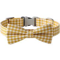 HKM-1733949 Checkered Cotton Polyester Dog Collar with Bow Tie - Multiple Colors Available