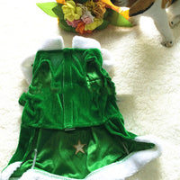HKM-1734333 Green Christmas Tree Dog Skirt ¨C Polyester Princess Pet Outfit, Sizes XS to XXXL