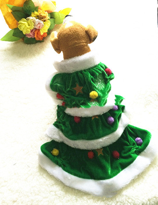 HKM-1734333 Green Christmas Tree Dog Skirt ¨C Polyester Princess Pet Outfit, Sizes XS to XXXL