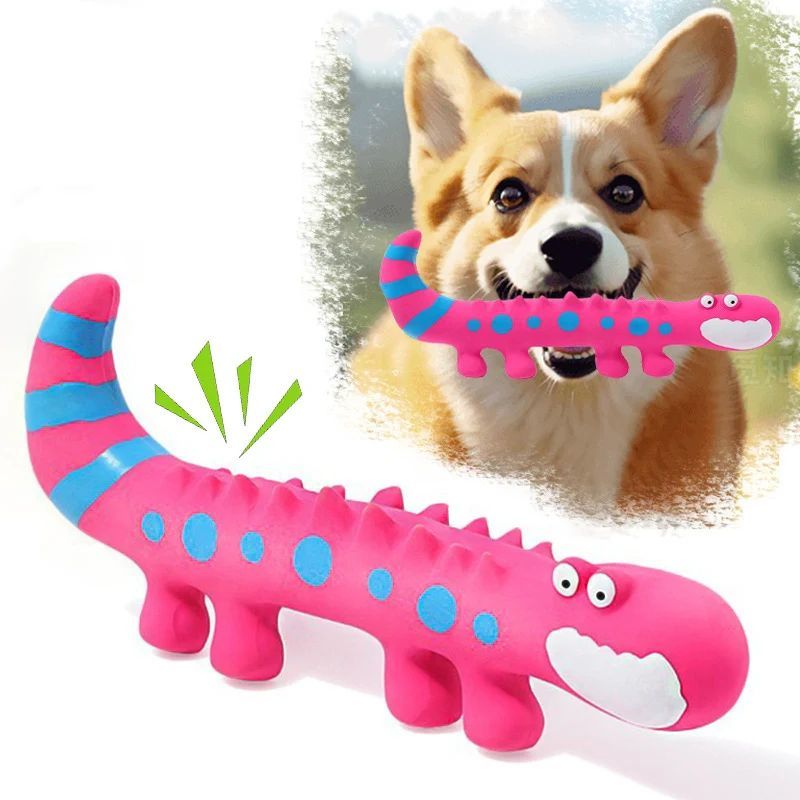 HKM-1734589 Squeaky Latex Lizard Dog Toy for Interactive Play and Training - Ideal for Small and Medium Dogs