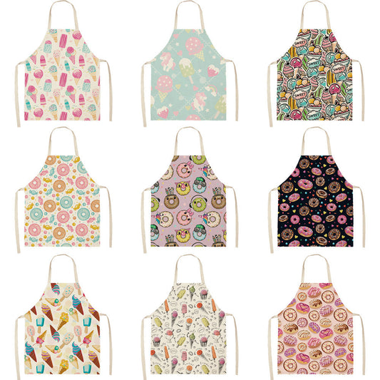 HKM-173523 Creative Ice Cream Printed Oil and Stain Proof Apron - Modern Linen Design