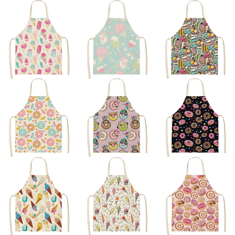 HKM-173523 Creative Ice Cream Printed Oil and Stain Proof Apron - Modern Linen Design