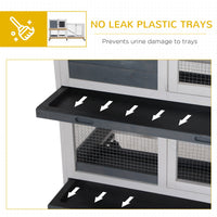 HKM-1735613 Elevated Wooden Rabbit Hutch with Lockable Doors and Openable Top for Small Animals, Indoor/Outdoor Habitat, 57.75" x 18" x 32.5" Gray