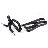 HKM-1735741 Double Headed Dog Pull Rope Retractable Leash - Durable Nylon, Scalable Design, Black, 100CM Total Length