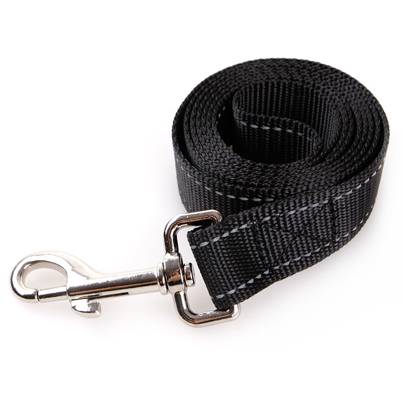 HKM-1735741 Double Headed Dog Pull Rope Retractable Leash - Durable Nylon, Scalable Design, Black, 100CM Total Length