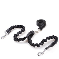 HKM-1735741 Double Headed Dog Pull Rope Retractable Leash - Durable Nylon, Scalable Design, Black, 100CM Total Length