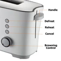 HKM-173587 1000W Slim Two Slice Toaster with 6 Setting Shade Control