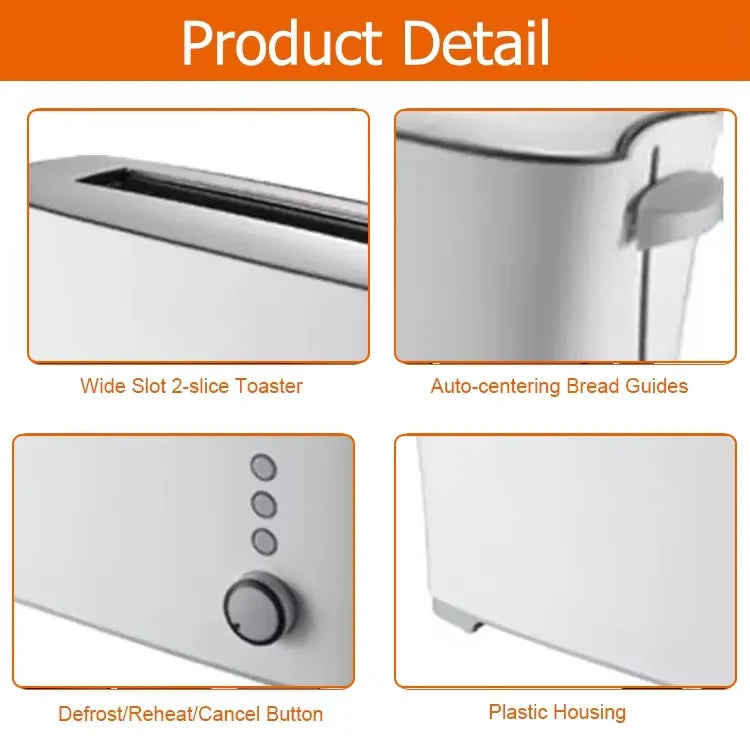 HKM-173587 1000W Slim Two Slice Toaster with 6 Setting Shade Control