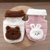 HKM-1736381 Cotton-Padded Coat for Small Dogs in White Bear and Pink Rabbit Designs