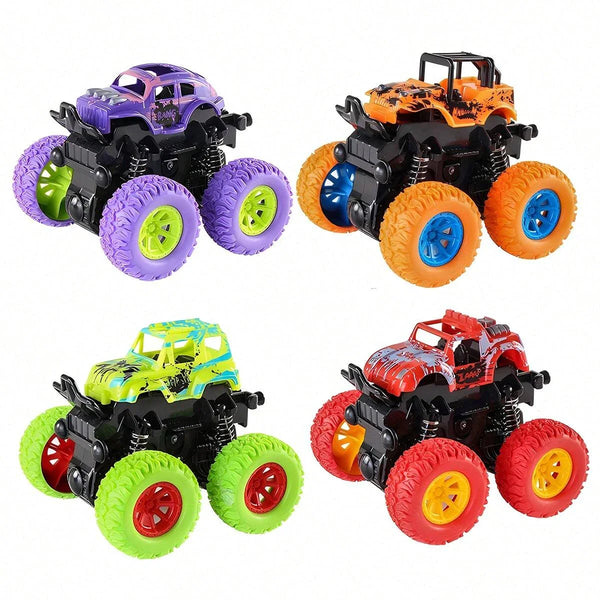 HKM-173651 Inertia Pull Back 360 Flipping Monster Truck Toy for Kids - Friction Powered SUV Style