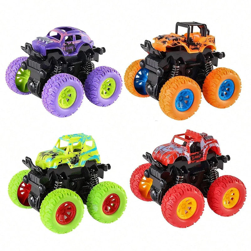 HKM-173651 Inertia Pull Back 360 Flipping Monster Truck Toy for Kids - Friction Powered SUV Style