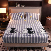 HKM-173651 Thick Velvet Flannel Bedspread with Pillowcases for Cozy Comfort
