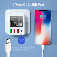 HKM-173715 4-Port USB Travel Charger with LED Display and Multiple Standard Interfaces