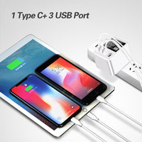 HKM-173715 4-Port USB Travel Charger with LED Display and Multiple Standard Interfaces