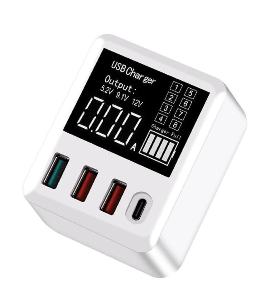 HKM-173715 4-Port USB Travel Charger with LED Display and Multiple Standard Interfaces