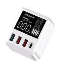 HKM-173715 4-Port USB Travel Charger with LED Display and Multiple Standard Interfaces