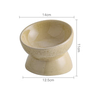 HKM-1737917 Ceramic Cat Bowl with Neck Guard - Available in Blue, Yellow Snowflakes, Beige Snowflakes, and Leopard Print