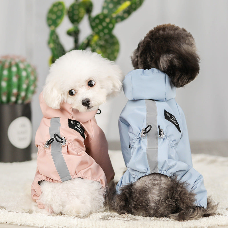 HKM-1738301 Waterproof Breathable Reflective Dog Raincoat with Sweat-Absorbent Lining