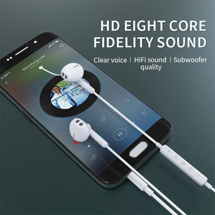 HKM-173843 3.5mm Wired Earphones with Microphone for Mobile Phones, Hi-Fi Stereo Sound Quality Earbuds Headset