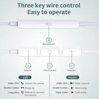 HKM-173843 3.5mm Wired Earphones with Microphone for Mobile Phones, Hi-Fi Stereo Sound Quality Earbuds Headset