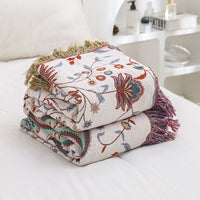 HKM-173843 Universal Cotton Sofa Towel Cover Blanket in Cashew and Neptune - Multiple Sizes Available