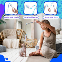 HKM-1739197 Adjustable Cat Wand Toy with Extendable Length from 8 to 17 Inches for Versatile Play